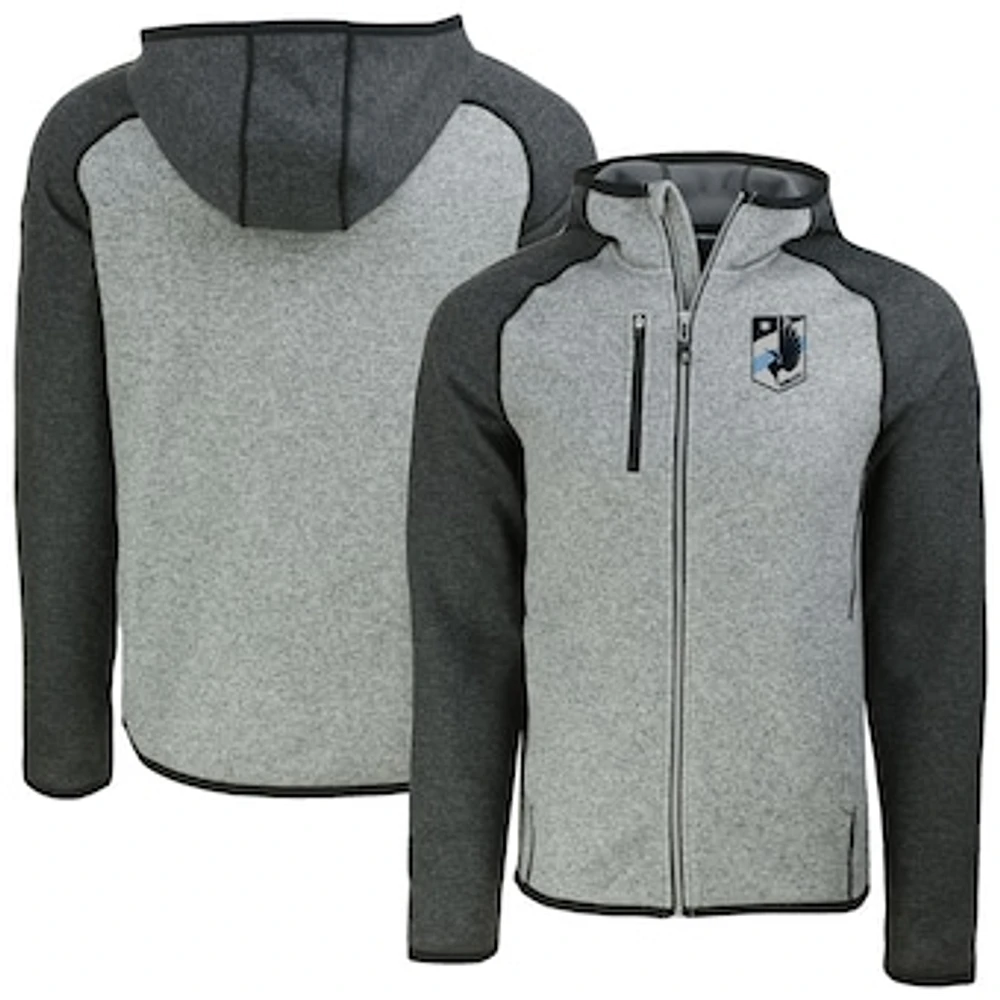 Men's Cutter & Buck Heather Gray Minnesota United FC Mainsail Full-Zip Hooded Jacket