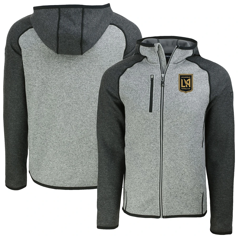 Men's Cutter & Buck Heather Gray LAFC Mainsail Full-Zip Hooded Jacket
