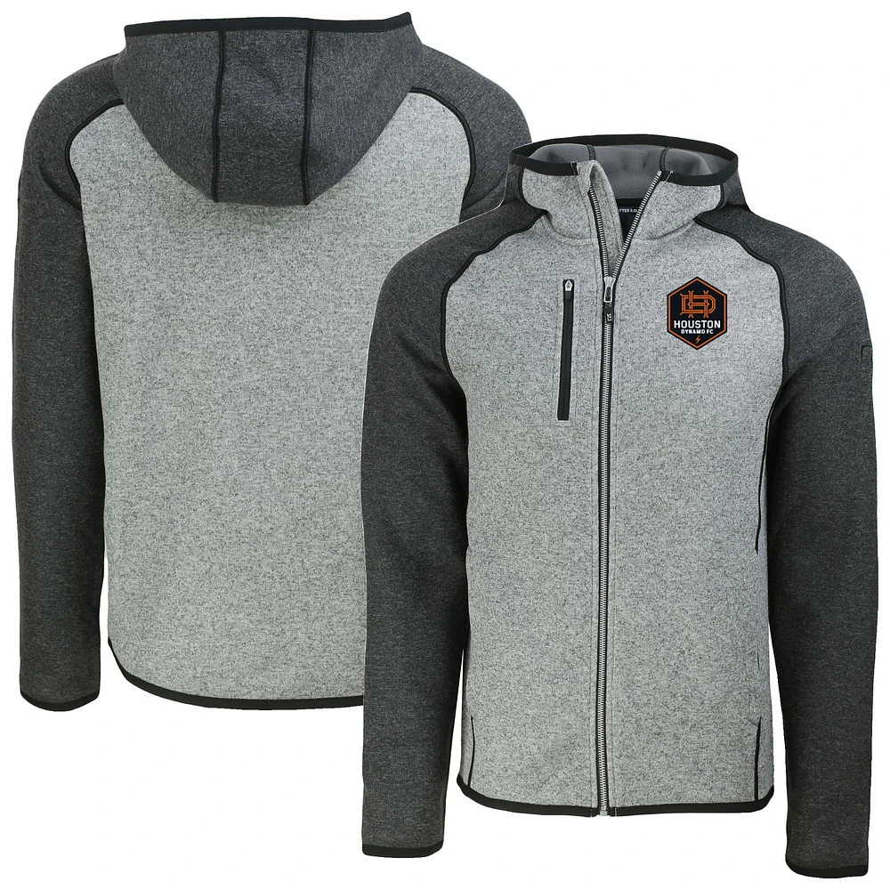 Men's Cutter & Buck Heather Gray Houston Dynamo FC Mainsail Full-Zip Hooded Jacket