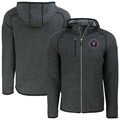 Men's Cutter & Buck Heather Charcoal Inter Miami CF Mainsail Full-Zip Hooded Jacket
