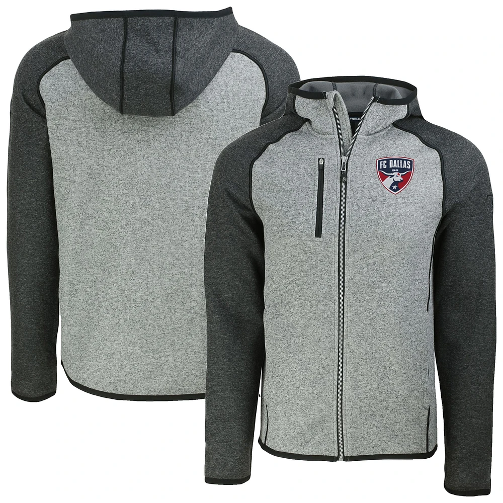 Men's Cutter & Buck Heather Gray FC Dallas Mainsail Full-Zip Hooded Jacket