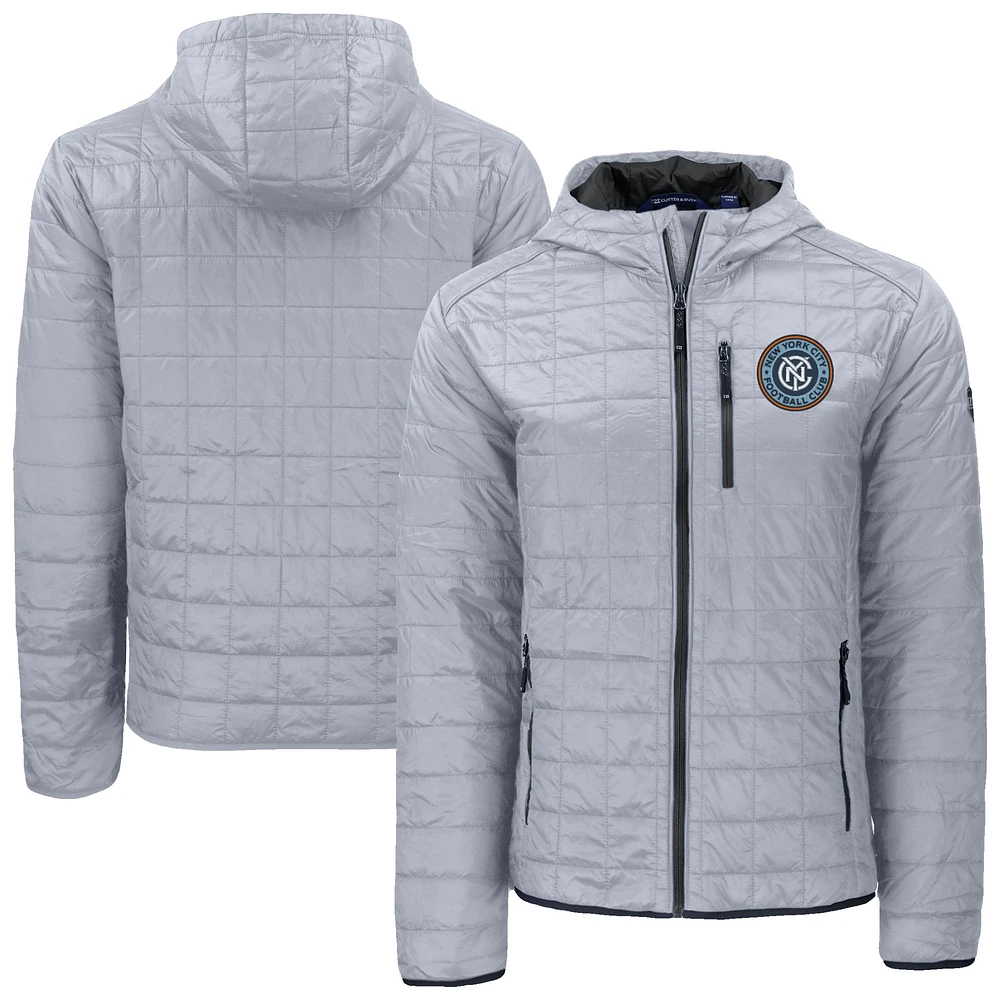 Men's Cutter & Buck Gray New York City FC Rainier PrimaLoft® Eco Full-Zip Hoodie Jacket