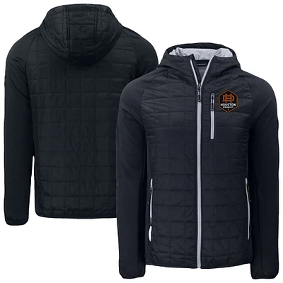 Men's Cutter & Buck Black Houston Dynamo FC Rainier PrimaLoft® Eco Raglan Full-Zip Hoodie Hybrid Jacket