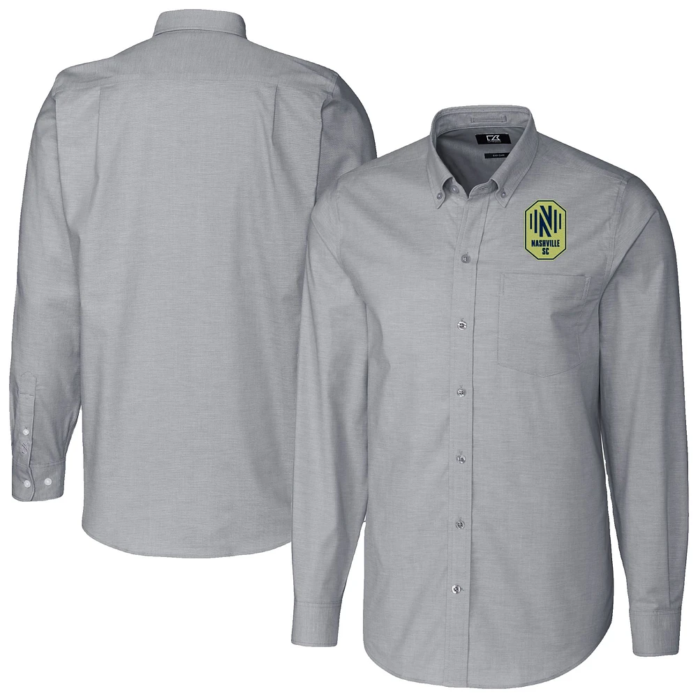 Men's Cutter & Buck Charcoal Nashville SC Stretch Oxford Long Sleeve Dress Shirt