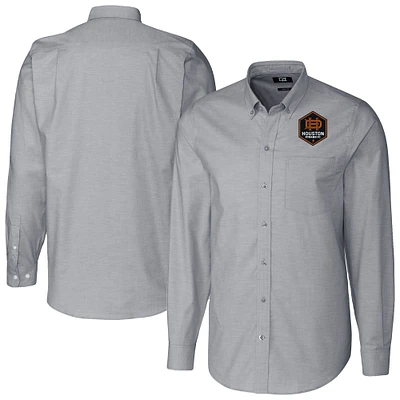 Men's Cutter & Buck Charcoal Houston Dynamo FC Stretch Oxford Long Sleeve Dress Shirt