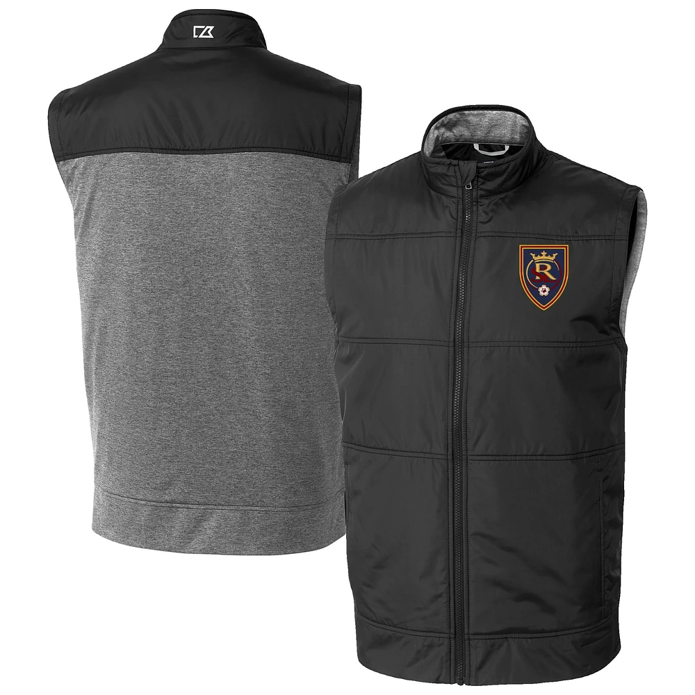 Men's Cutter & Buck Real Salt Lake Stealth Hybrid Quilted Windbreaker Vest
