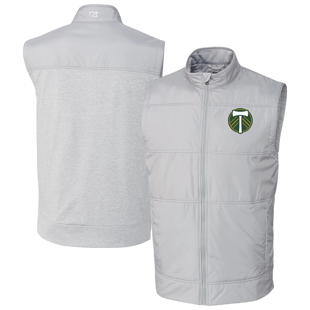 Men's Cutter & Buck Gray Portland Timbers Stealth Hybrid Quilted Windbreaker Vest