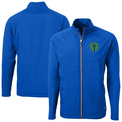 Men's Cutter & Buck Seattle Sounders FC Adapt Eco Knit Hybrid Recycled Raglan Full-Zip Jacket