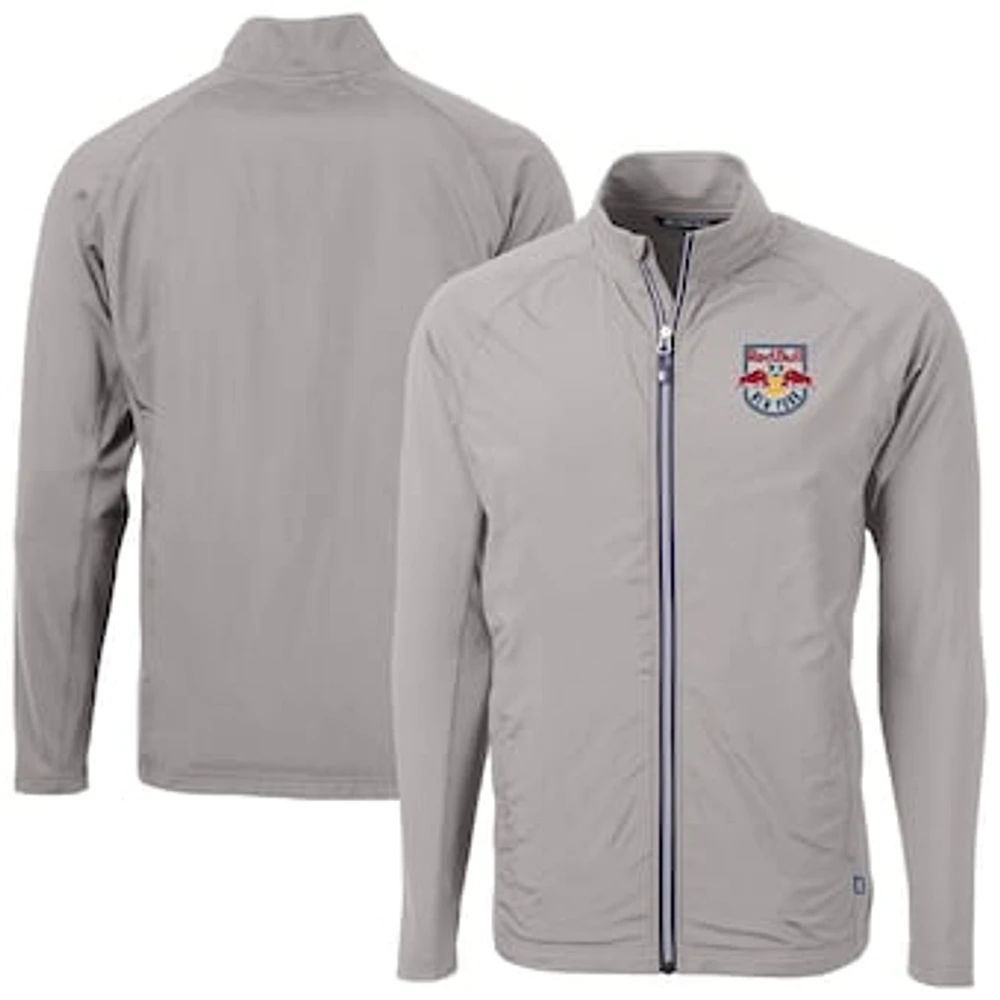 Men's Cutter & Buck Gray New York Red Bulls Adapt Eco Knit Hybrid Recycled Full-Zip Jacket