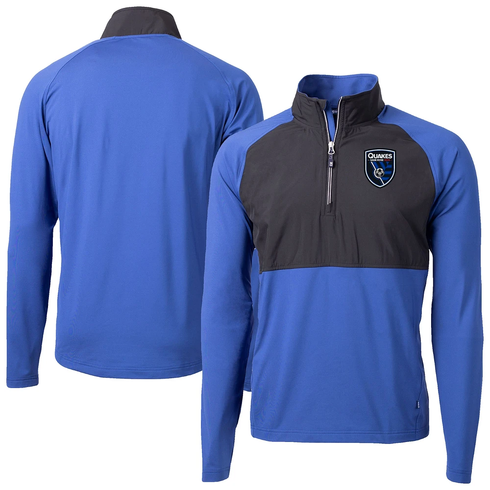 Men's Cutter & Buck / San Jose Earthquakes Adapt Eco Knit Hybrid Recycled Raglan Quarter-Zip Top