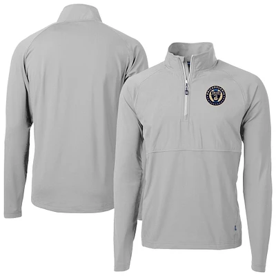 Men's Cutter & Buck Gray/ Philadelphia Union Adapt Eco Knit Hybrid Recycled Raglan Quarter-Zip Top