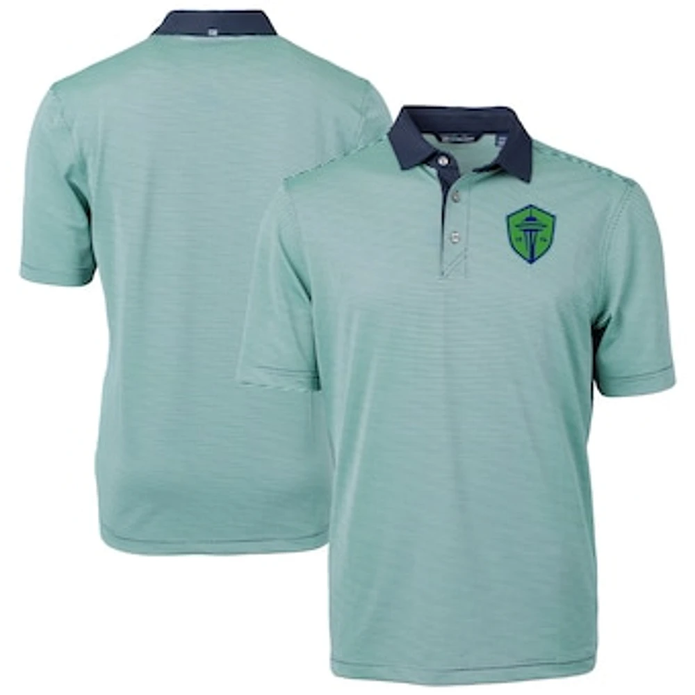 Men's Cutter & Buck Mint Seattle Sounders FC Virtue Eco Pique Micro Stripe Recycled Polo