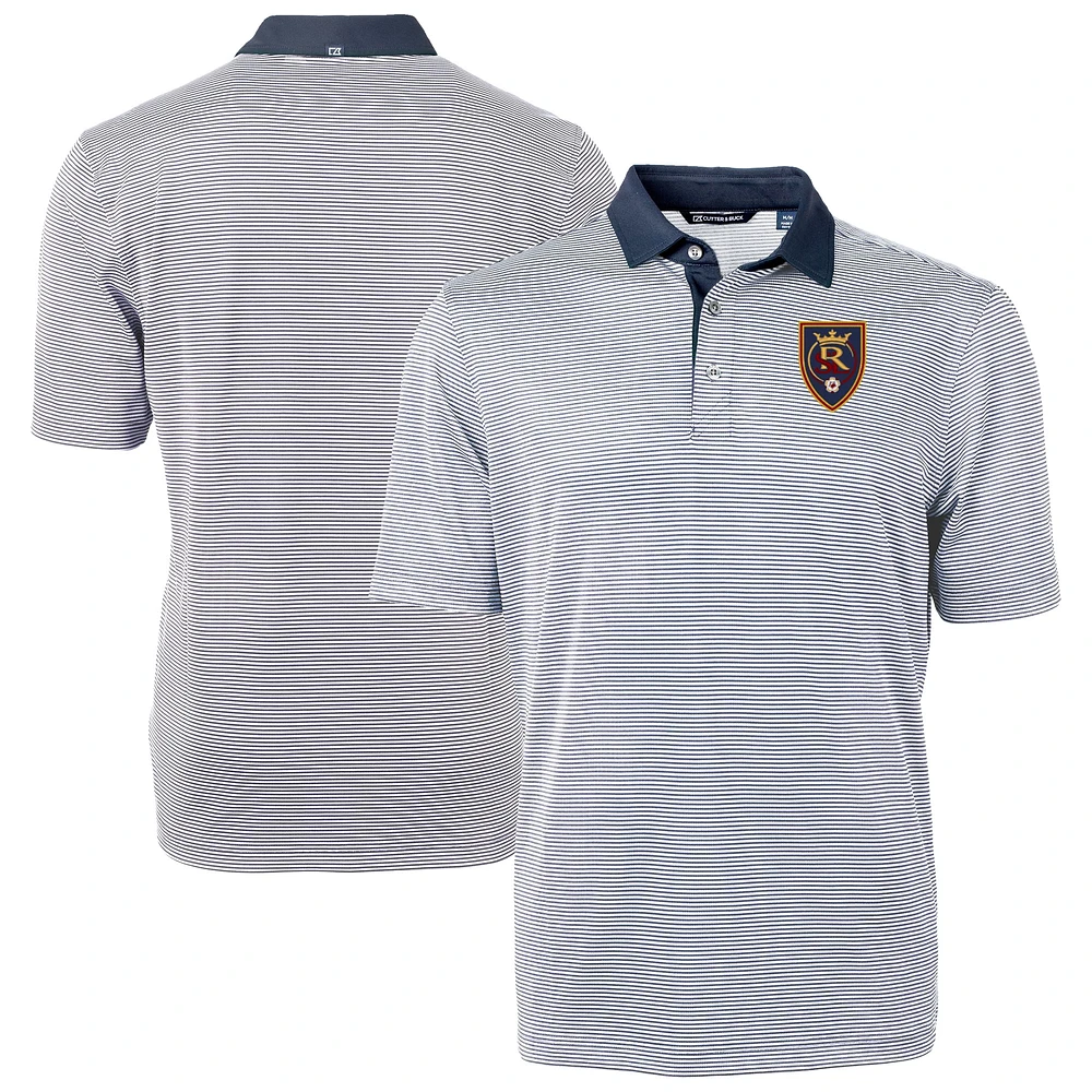 Men's Cutter & Buck Navy Real Salt Lake Virtue Eco Pique Micro Stripe Recycled Polo