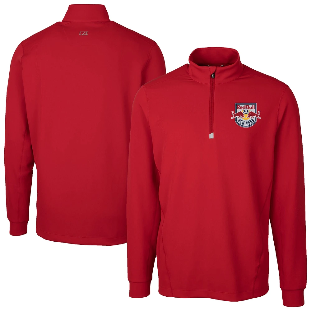 Men's Cutter & Buck Red New York Bulls Traverse Stretch Eco Quarter-Zip Pullover Top