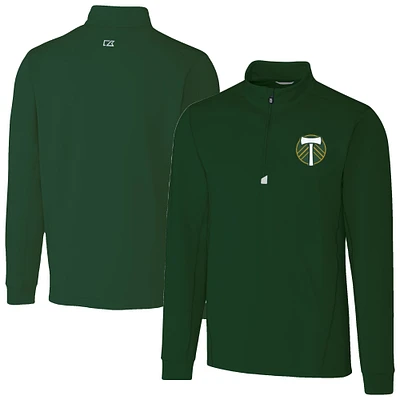 Men's Cutter & Buck Hunter Green Portland Timbers Traverse Stretch Eco Quarter-Zip Pullover Top