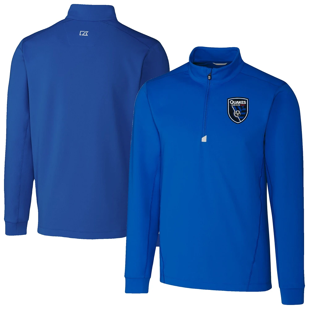 Men's Cutter & Buck San Jose Earthquakes Traverse Stretch Eco Quarter-Zip Pullover Top