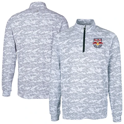 Men's Cutter & Buck Charcoal New York Red Bulls Traverse Stretch Eco Camo Print Quarter-Zip Top