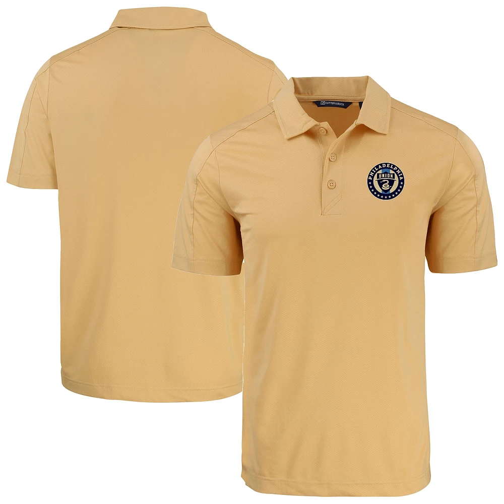 Men's Cutter & Buck Gold Philadelphia Union Prospect Eco Textured Stretch Recycled Polo