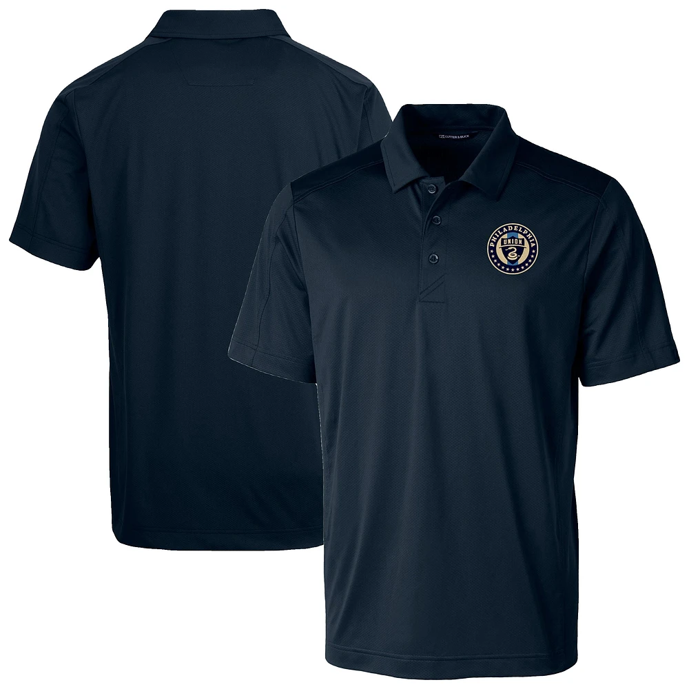Men's Cutter & Buck Navy Philadelphia Union Prospect Eco Textured Stretch Recycled Polo