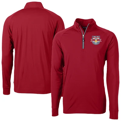 Men's Cutter & Buck Red New York Bulls Adapt Eco Knit Stretch Recycled Raglan Quarter-Zip Top