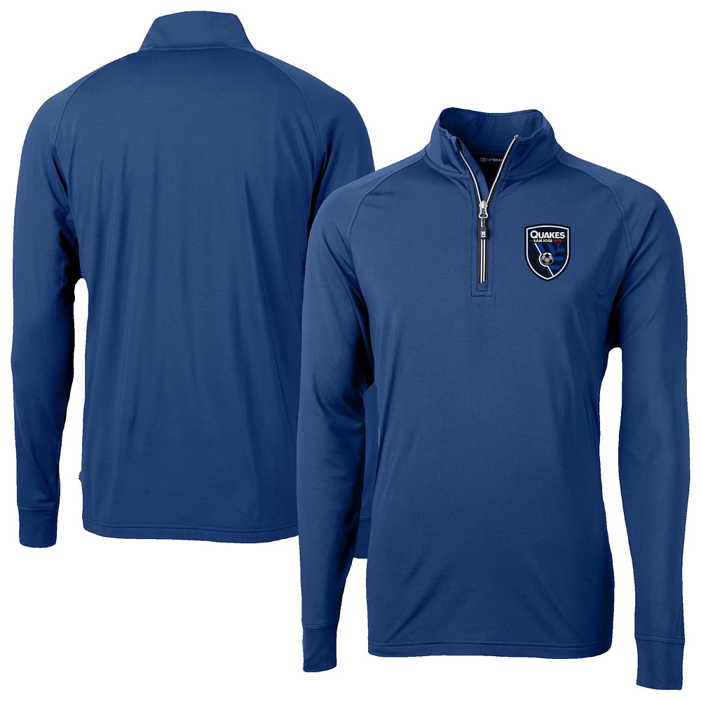 Men's Cutter & Buck San Jose Earthquakes Adapt Eco Knit Stretch Recycled Raglan Quarter-Zip Top