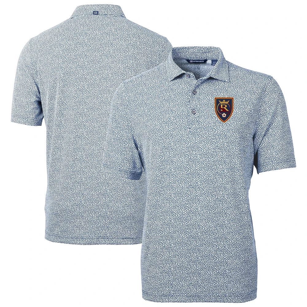 Men's Cutter & Buck Navy Real Salt Lake Virtue Eco Pique Botanical Print Recycled Polo