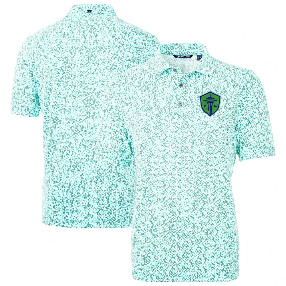 Men's Cutter & Buck Mint Seattle Sounders FC Virtue Eco Pique Botanical Print Recycled Polo