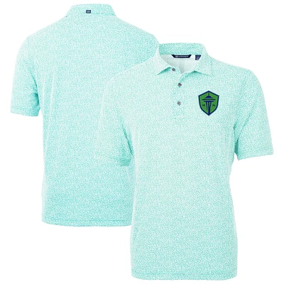 Men's Cutter & Buck Mint Seattle Sounders FC Virtue Eco Pique Botanical Print Recycled Polo