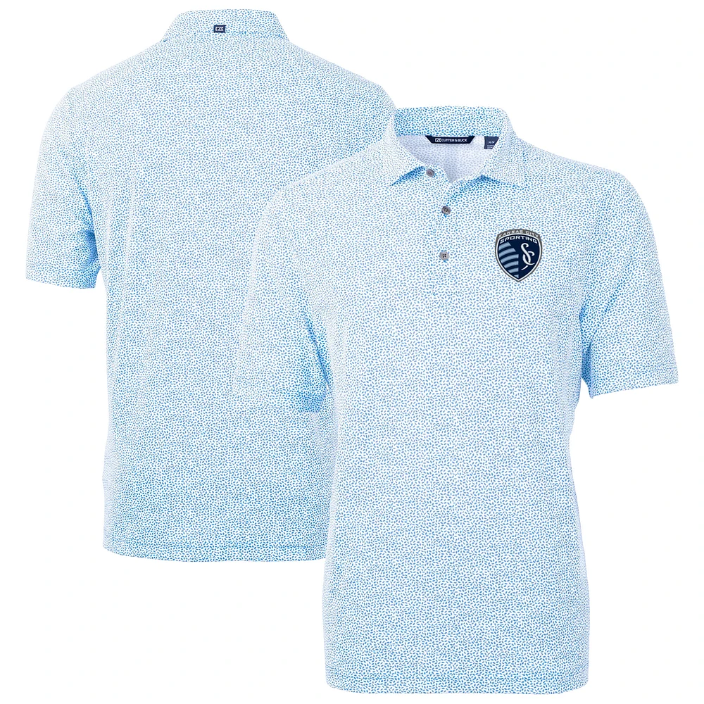 Men's Cutter & Buck Powder Blue Sporting Kansas City Virtue Eco Pique Botanical Print Recycled Polo