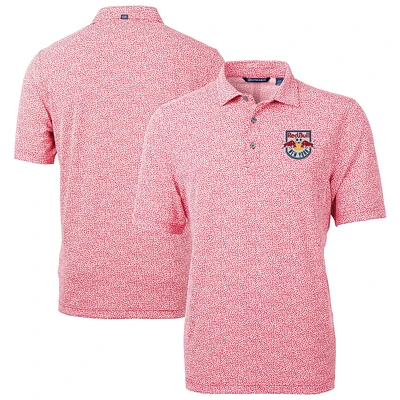 Men's Cutter & Buck Red New York Bulls Virtue Eco Pique Botanical Print Recycled Polo