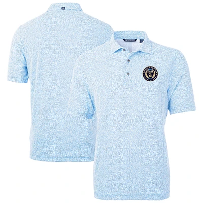 Men's Cutter & Buck  Powder Blue Philadelphia Union Virtue Eco Pique Botanical Print Recycled Polo
