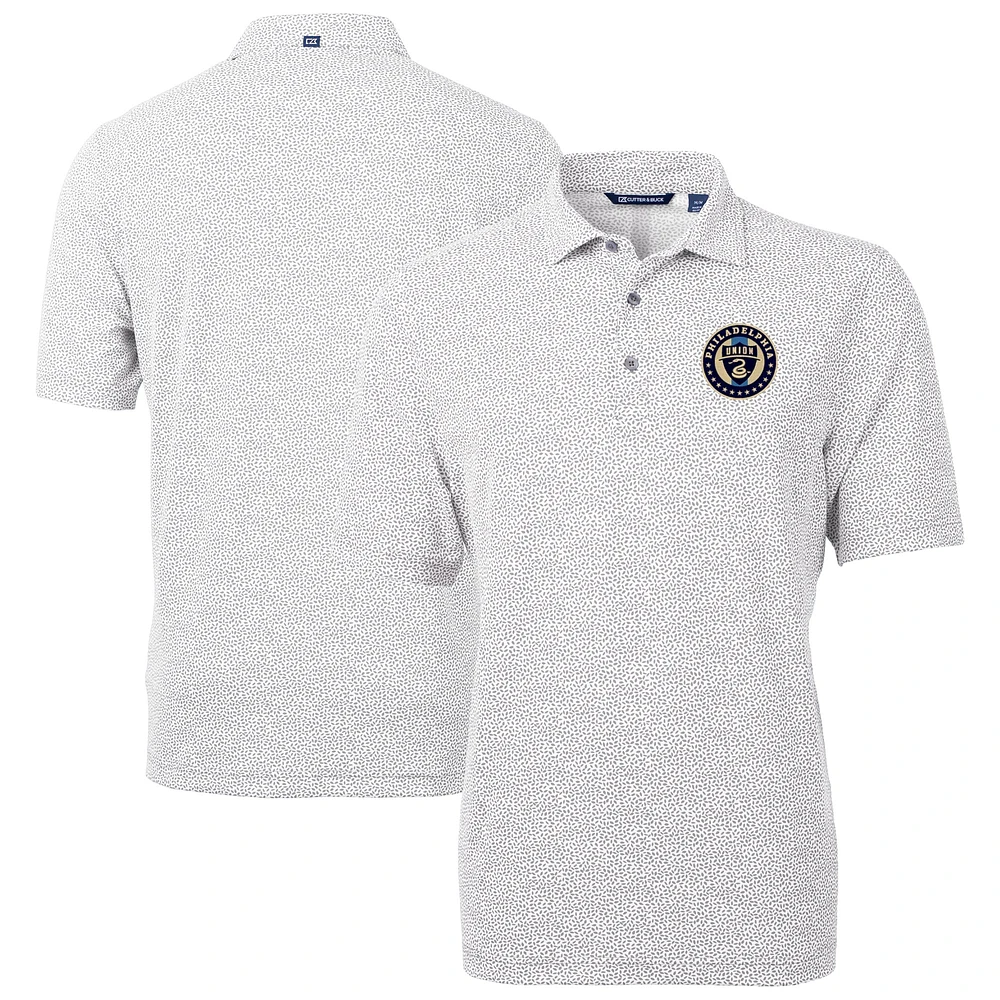 Men's Cutter & Buck Gray Philadelphia Union Virtue Eco Pique Botanical Print Recycled Polo