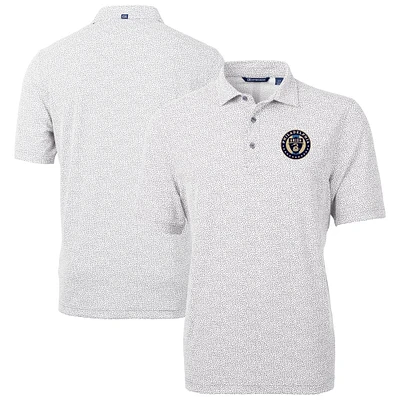 Men's Cutter & Buck Gray Philadelphia Union Virtue Eco Pique Botanical Print Recycled Polo