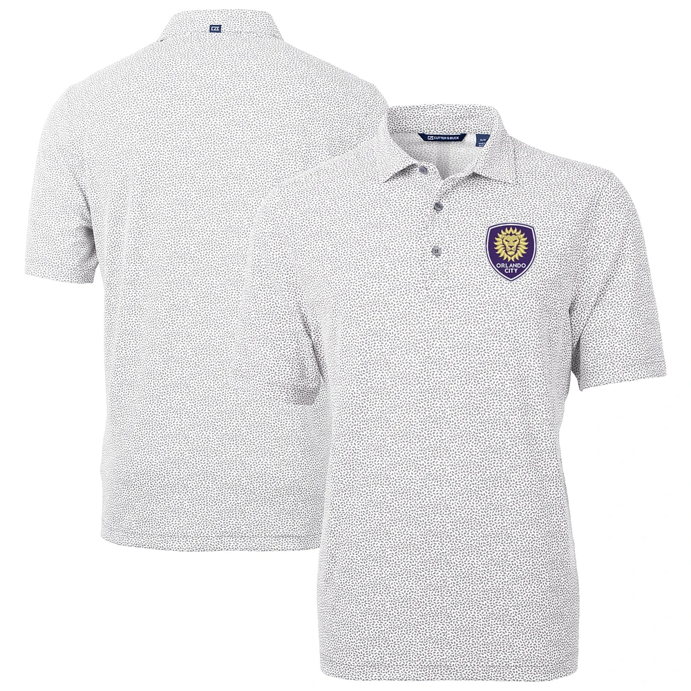 Men's Cutter & Buck Gray Orlando City SC Virtue Eco Pique Botanical Print Recycled Polo