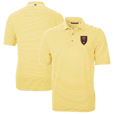 Men's Cutter & Buck Gold Real Salt Lake Virtue Eco Pique Stripe Recycled Polo