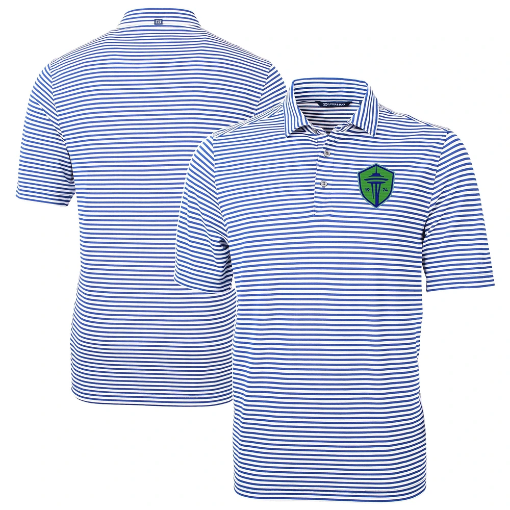Men's Cutter & Buck Seattle Sounders FC Virtue Eco Pique Stripe Recycled Polo