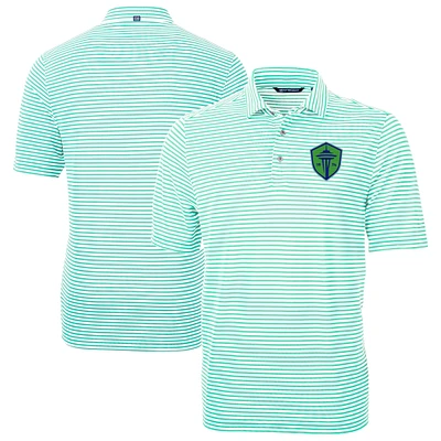 Men's Cutter & Buck Mint Seattle Sounders FC Virtue Eco Pique Stripe Recycled Polo
