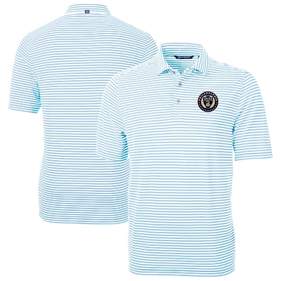 Men's Cutter & Buck Powder Blue Philadelphia Union Virtue Eco Pique Stripe Recycled Polo