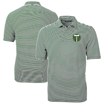 Men's Cutter & Buck Hunter Green Portland Timbers Virtue Eco Pique Stripe Recycled Polo