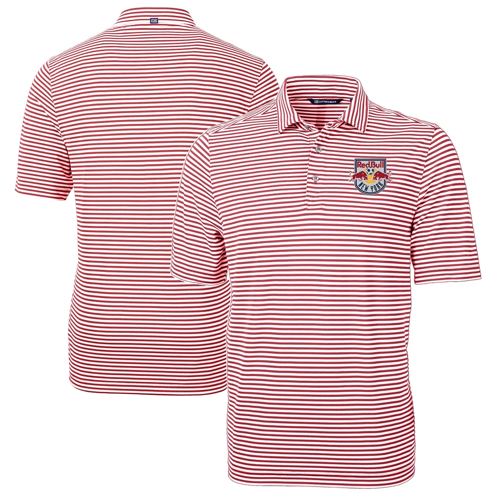 Men's Cutter & Buck New York Red Bulls Virtue Eco Pique Stripe Recycled Polo