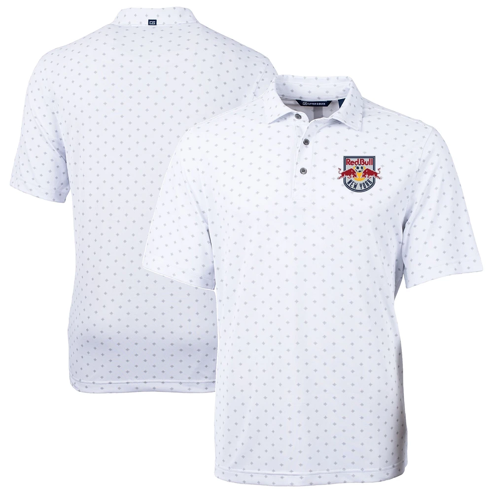 Men's Cutter & Buck White New York Red Bulls Virtue Eco Pique Tile Print Recycled Polo