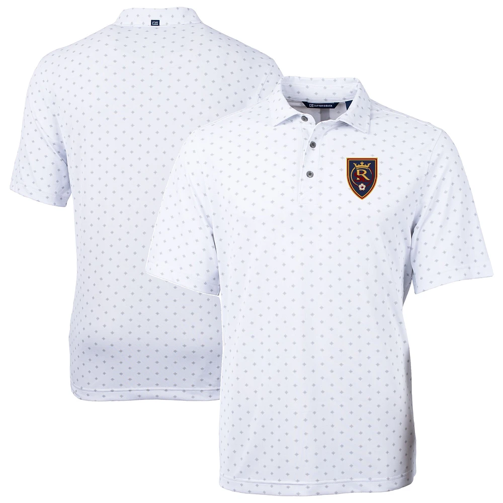 Men's Cutter & Buck White Real Salt Lake Virtue Eco Pique Tile Print Recycled Polo