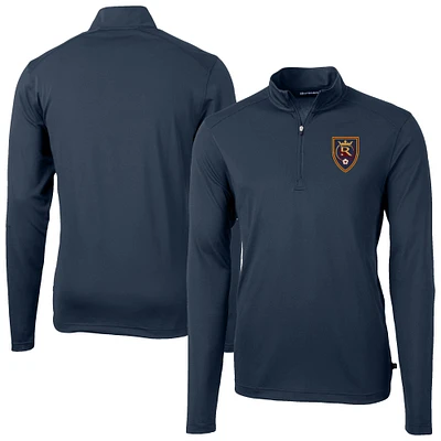 Men's Cutter & Buck Navy Real Salt Lake Virtue Eco Pique Recycled Quarter-Zip Top