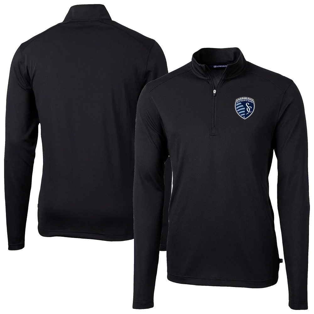 Men's Cutter & Buck Sporting Kansas City Virtue Eco Pique Recycled Quarter-Zip Top