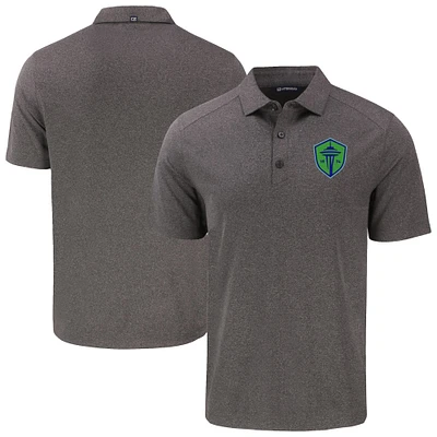 Men's Cutter & Buck Heather Black Seattle Sounders FC Forge Eco Stretch Recycled Polo