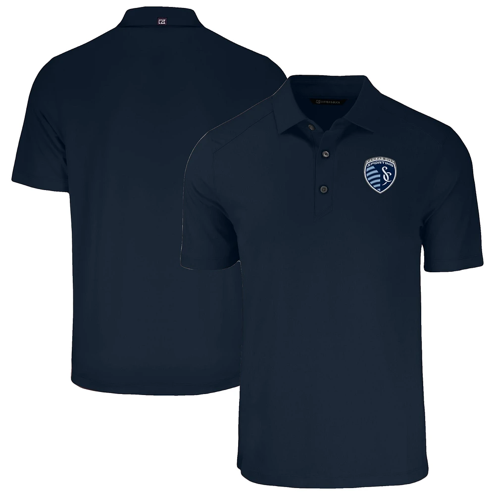 Men's Cutter & Buck Navy Sporting Kansas City Forge Eco Stretch Recycled Polo