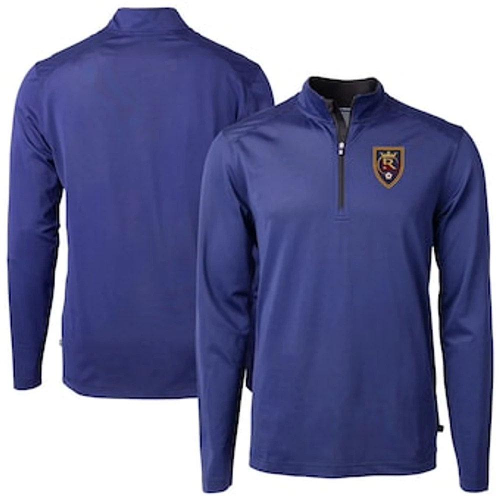 Men's Cutter & Buck Real Salt Lake Virtue Eco Pique Micro Stripe Recycled Quarter-Zip Top