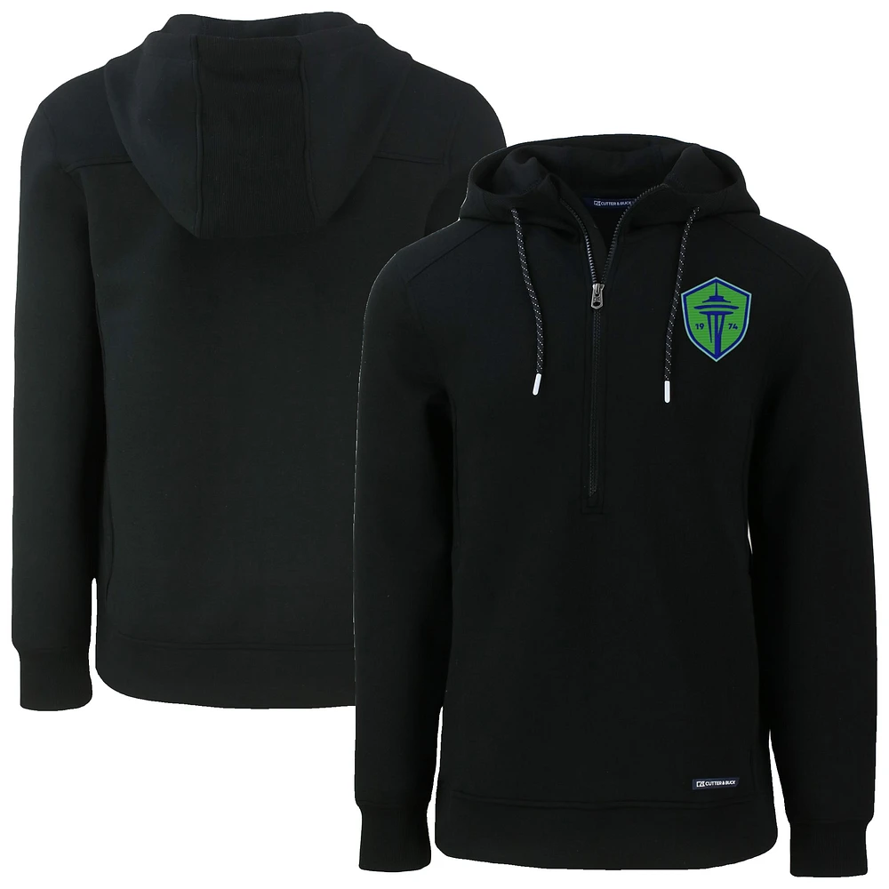 Men's Cutter & Buck Seattle Sounders FC Roam Eco Half-Zip Recycled Tri-Blend Hoodie