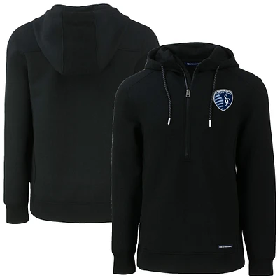 Men's Cutter & Buck Sporting Kansas City Roam Eco Half-Zip Recycled Tri-Blend Hoodie