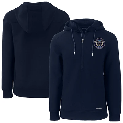 Men's Cutter & Buck Navy Philadelphia Union Roam Eco Half-Zip Recycled Tri-Blend Hoodie
